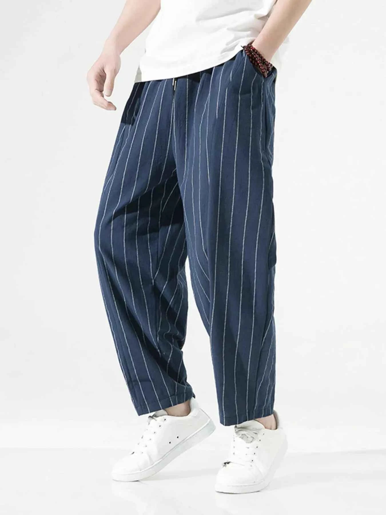 TEEK - Mens Plus Size Striped Casual Loose Pants PANTS TEEK Trend Navy M