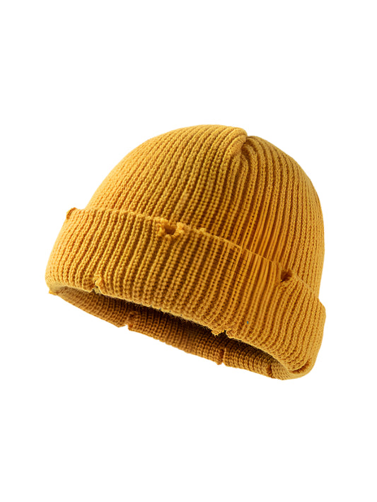 TEEK - Distressed Cuffed Knit Hat HAT TEEK Trend Yellow One Size