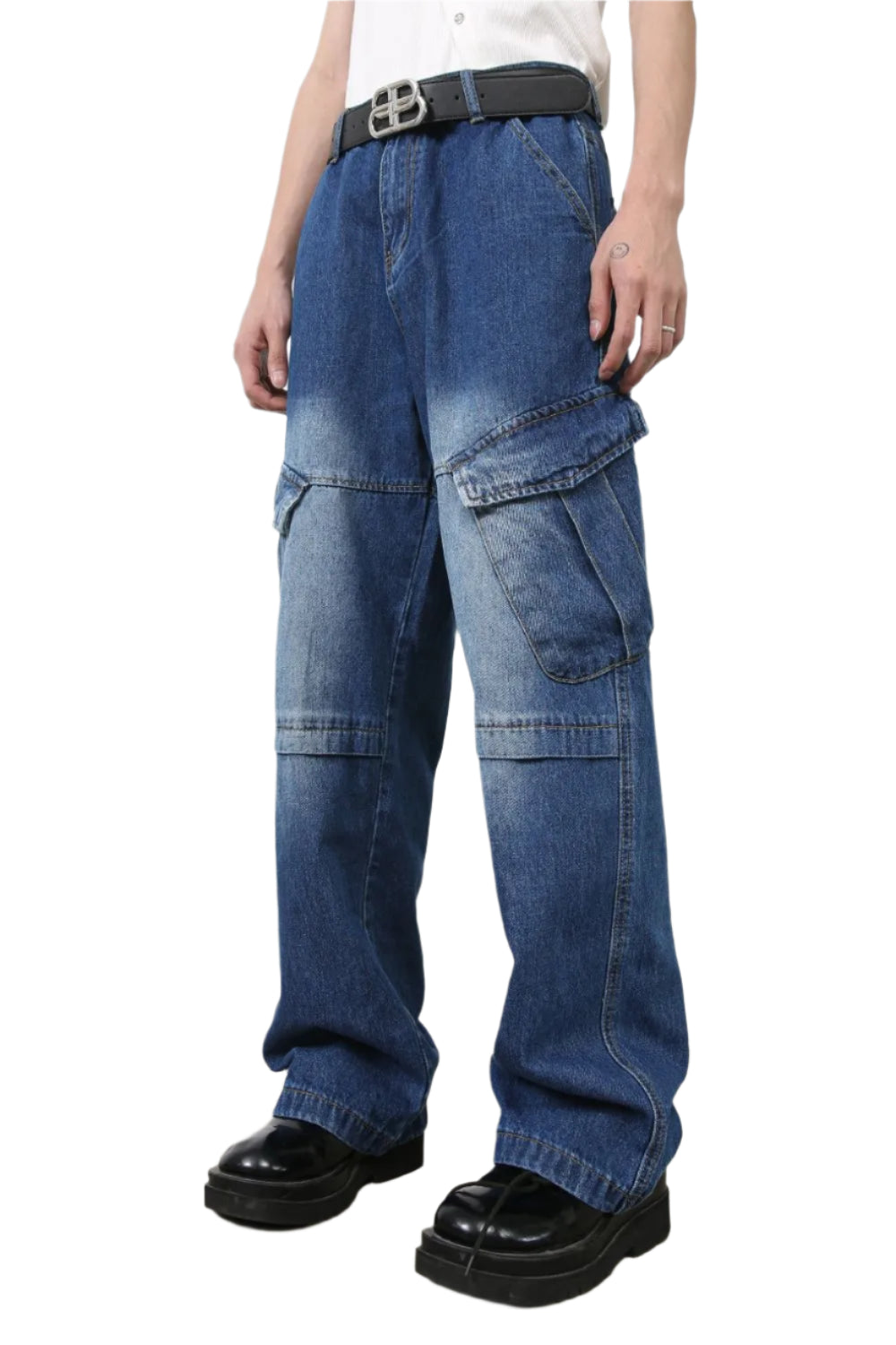 TEEK - Mens Baggy Medium Wash Pocketed Jeans JEANS TEEK Trend S