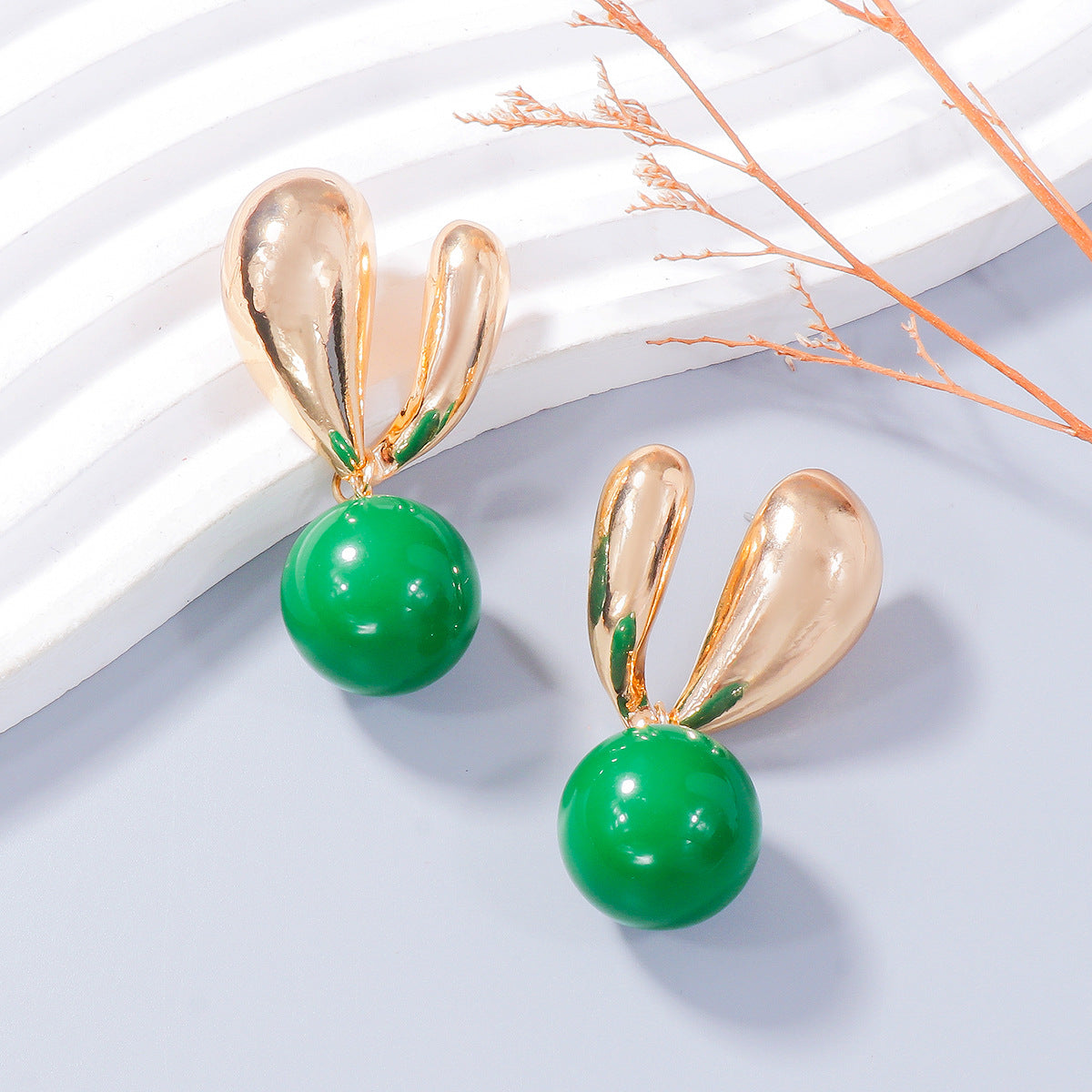 TEEK - Drip Oil Bunny Earrings JEWELRY TEEK Trend Green  