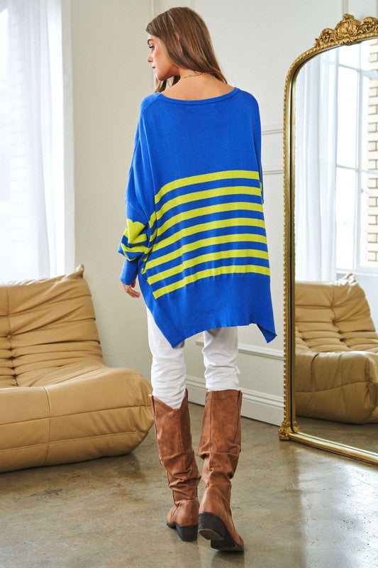 TEEK - Multi Striped Elbow Patch Sweater SWEATER TEEK FG   