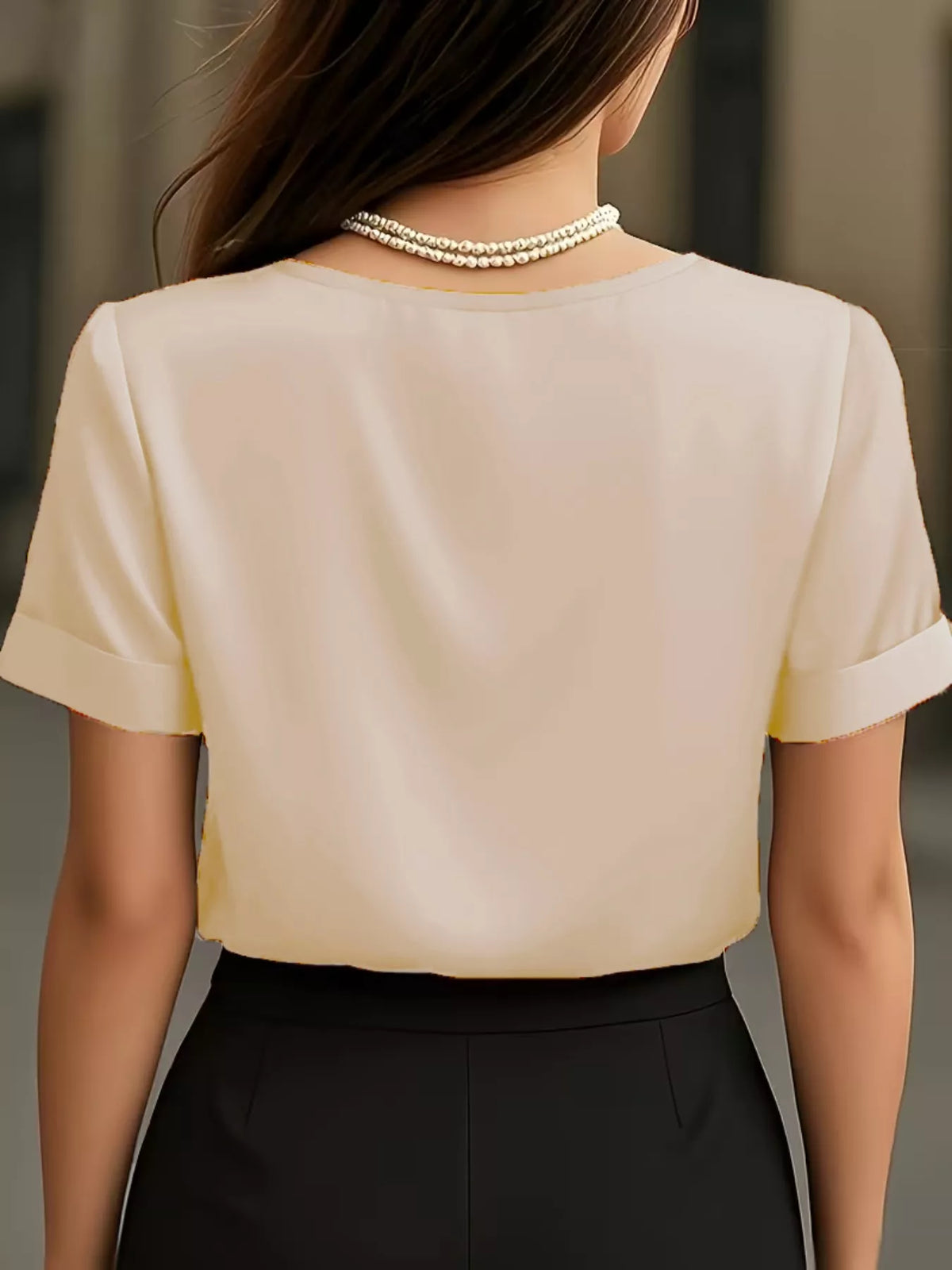 Elegant V-Neck Short Sleeve Ruched Top Trendsi