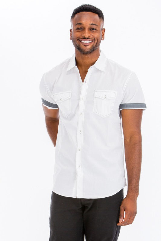 TEEK - Mens White Casual Short Sleeve Solid Shirts TOPS TEEK FG 2XL  