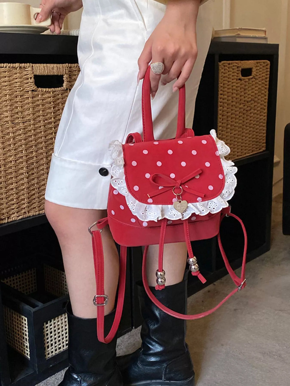 TEEK - Polka Dot Lace Trim Backpack Bag BAG TEEK Trend