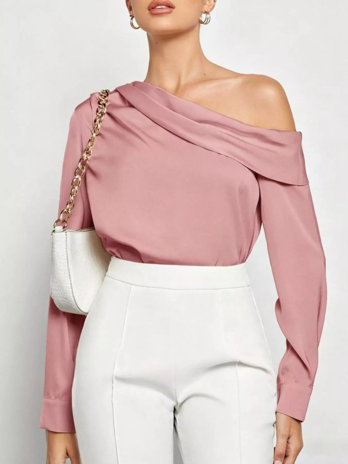 One-Shoulder Satin Blouse Trendsi