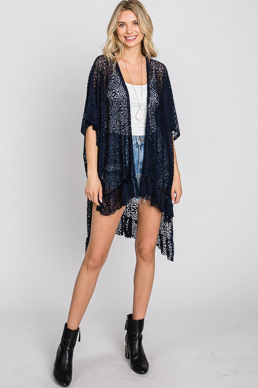 TEEK - LACE OVER SIZE RUFFLE KIMONO SHAWL TEEK FG   