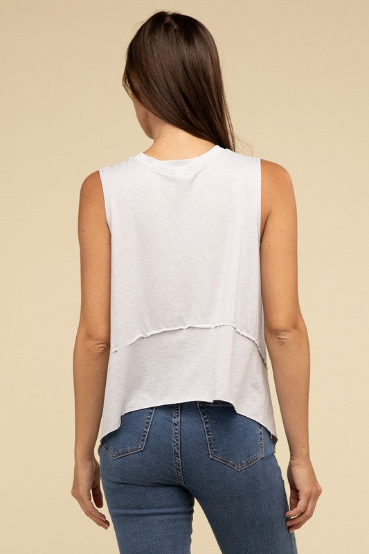 TEEK - Shark Bite Side Slit Short Sleeveless Top TOPS TEEK FG   