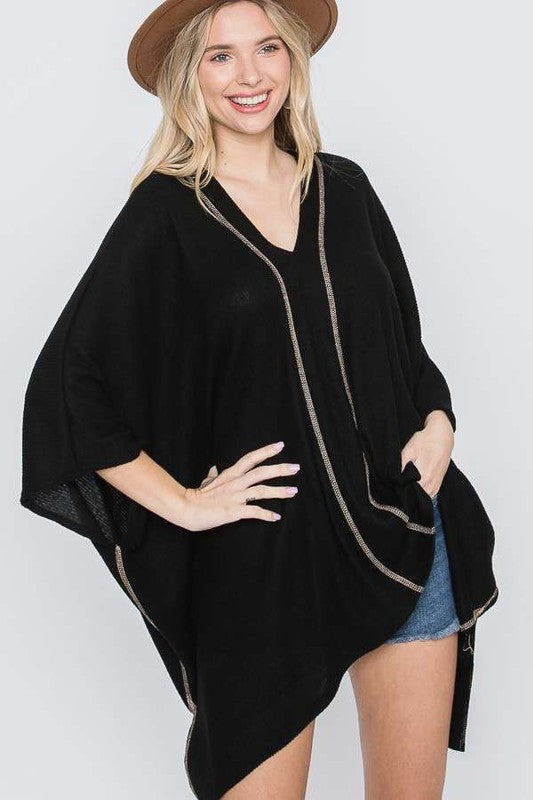 TEEK - V-NECK PONCHO TOP TOPS TEEK FG   