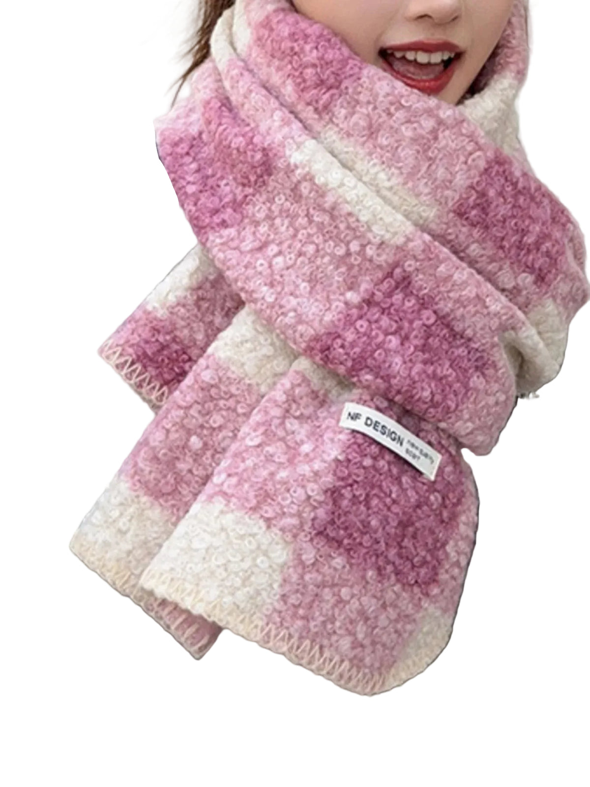 Plaid Pattern Winter Scarf Trendsi Pink One Size