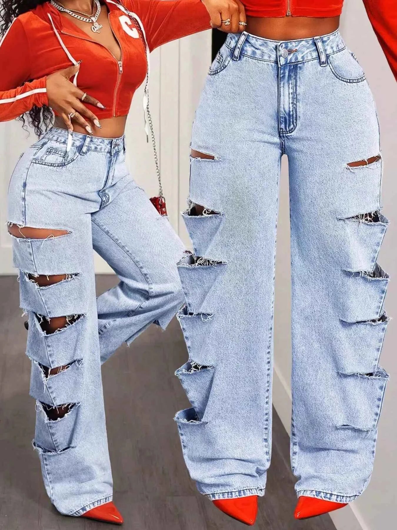 TEEK - Distressed Wide Leg Jeans JEANS TEEK Trend