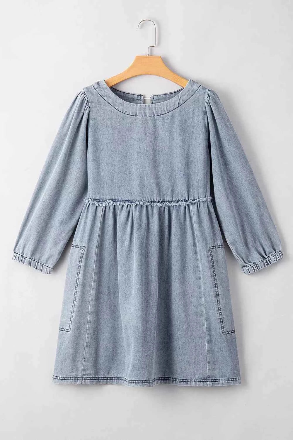 TEEK - Vintage Wash Denim Dress with Pockets DRESS TEEK Trend