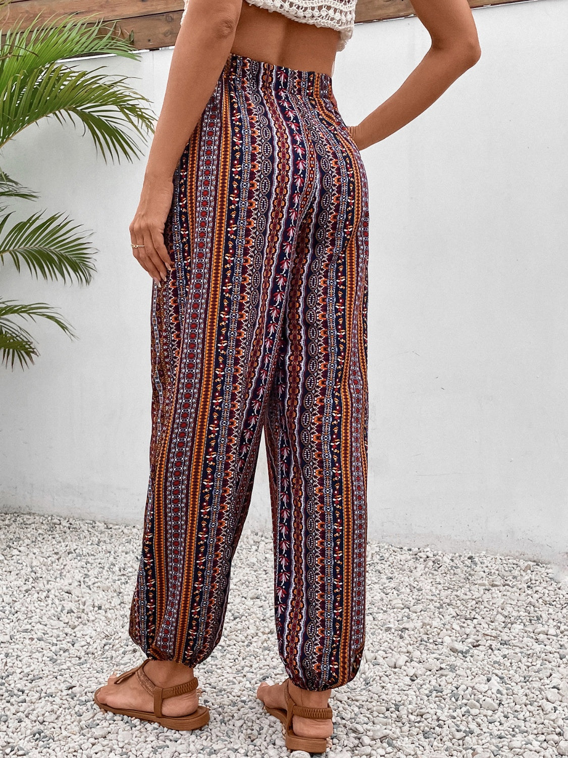 TEEK - Brown Tassel Printed High Waist Pants PANTS TEEK Trend   