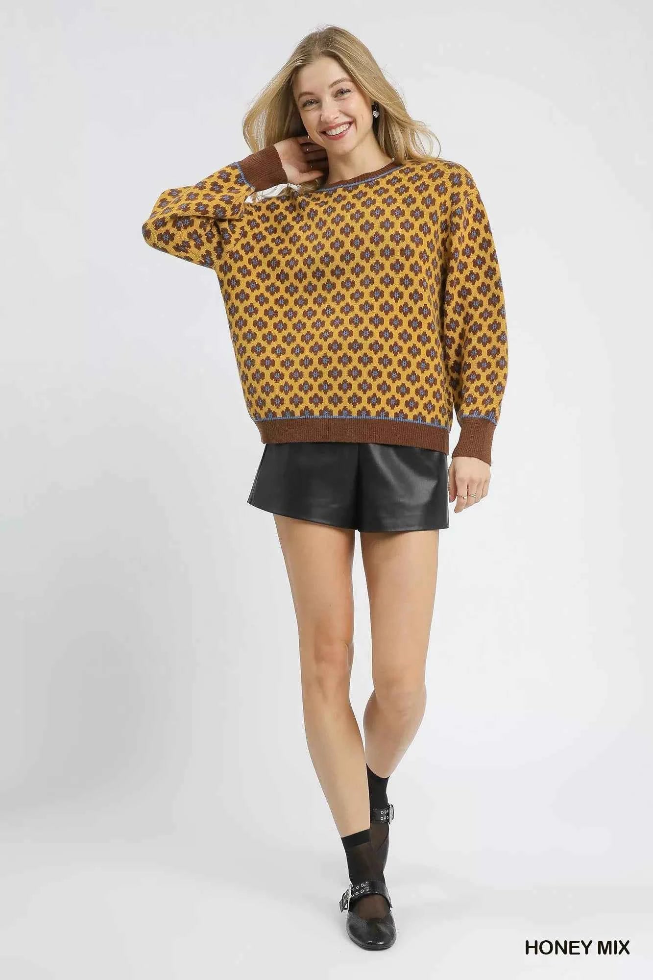 TEEK - Abstract Print Crew Neck Sweater TOPS TEEK Trend