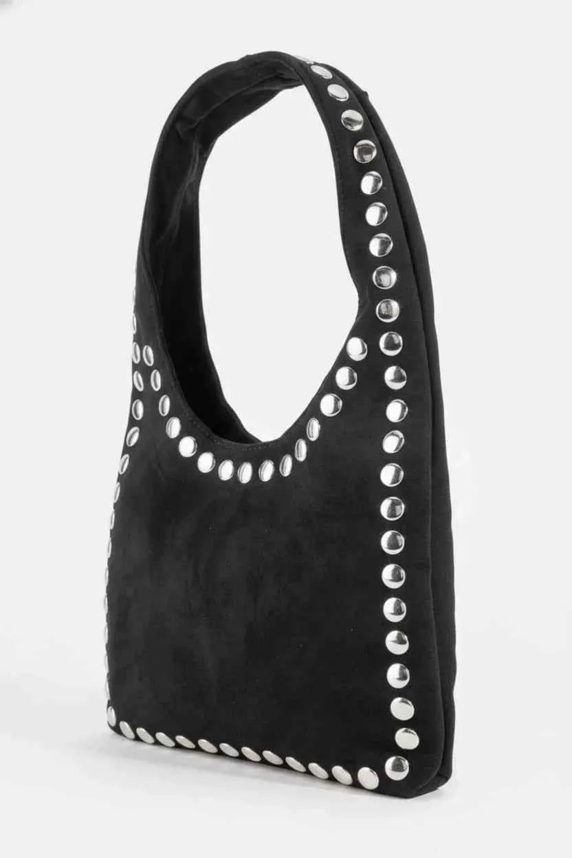 Fame Grommet Border Studded Suede Shoulder Bag Trendsi