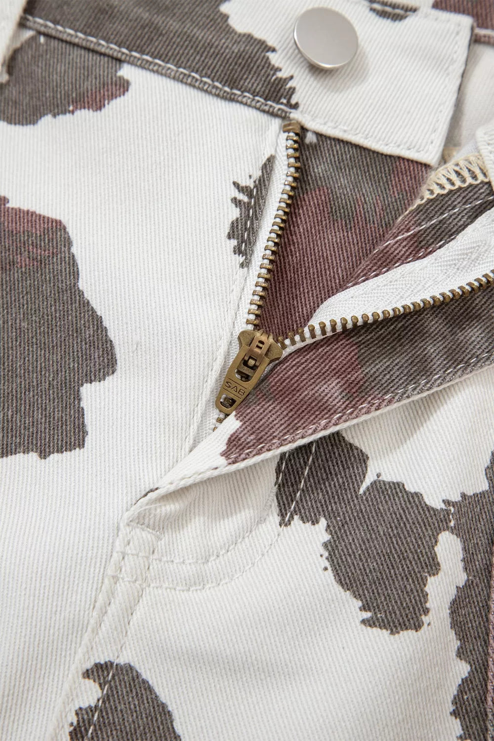 Cow Spots Printed Multi Pocketed Jeans Trendsi
