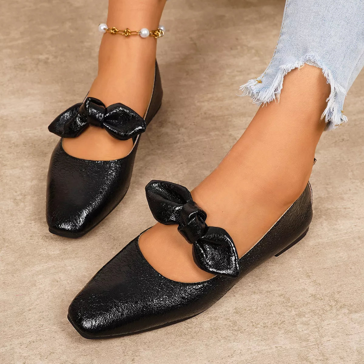 TEEK - Bow Square Toe Slip-Ons SHOES TEEK Trend