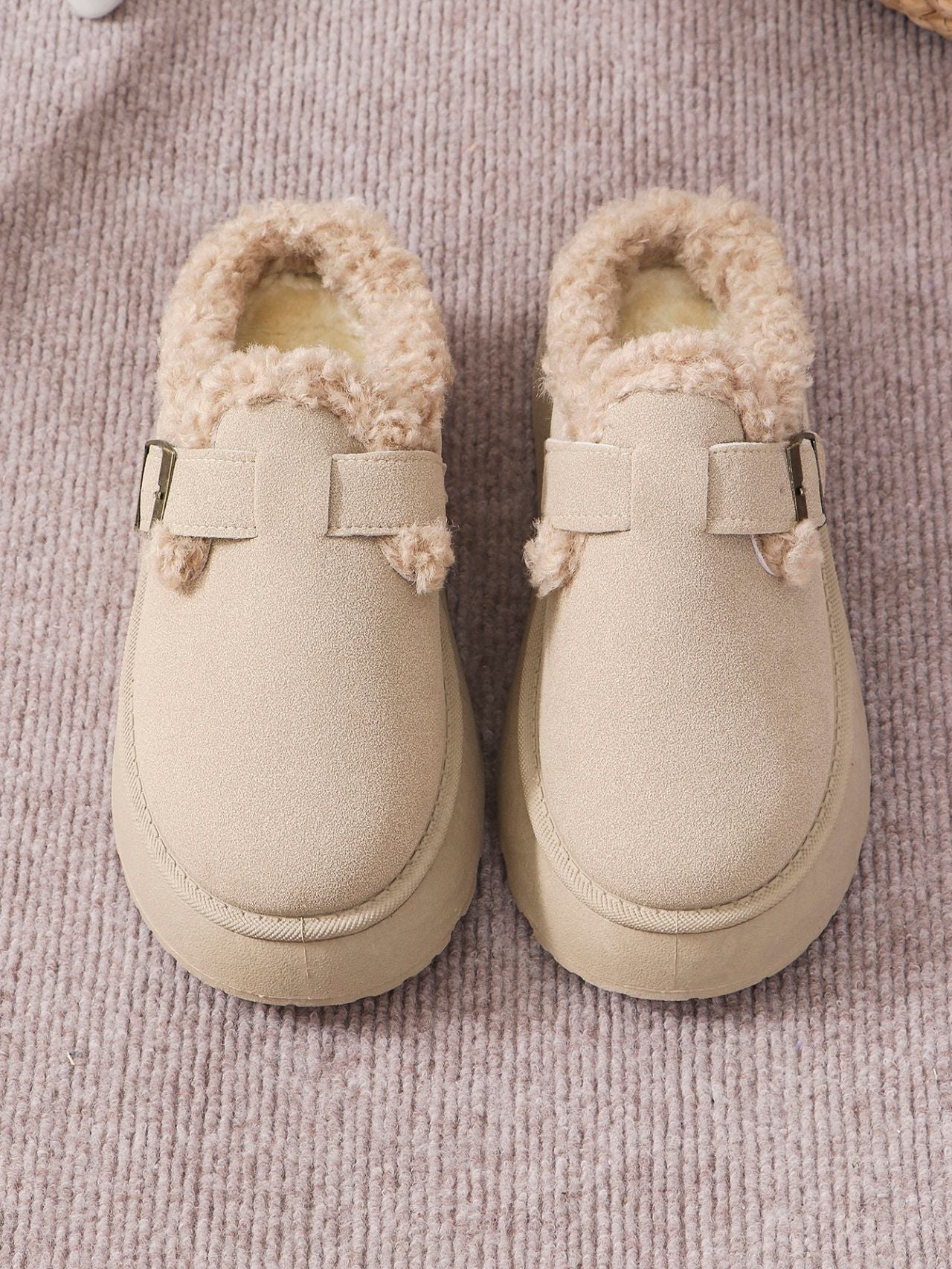 TEEK - Thermal Fuzzy Buckle Platform Slippers SHOES TEEK Trend