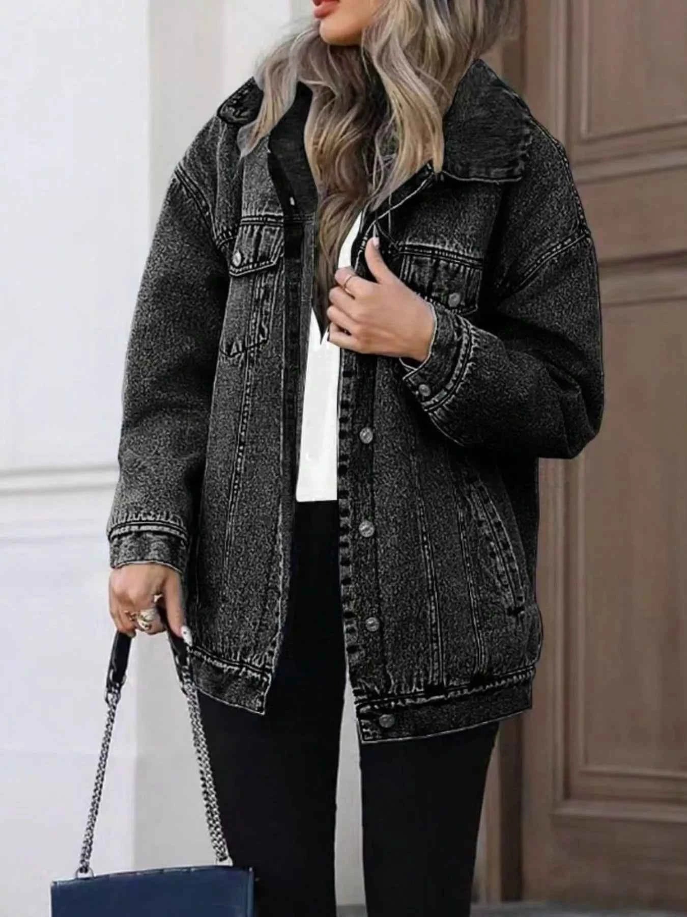 TEEK - Washed Button Up Oversized Denim Jacket JACKET TEEK Trend