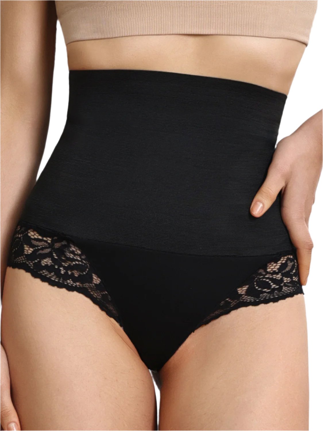 TEEK - Black Lace Detail High Waist Shaping Panty UNDERWEAR TEEK Trend S  