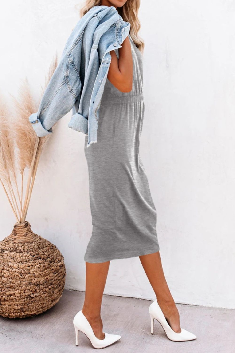 TEEK - Heather Grey Pocketed Cap Sleeve Dress DRESS TEEK Trend   