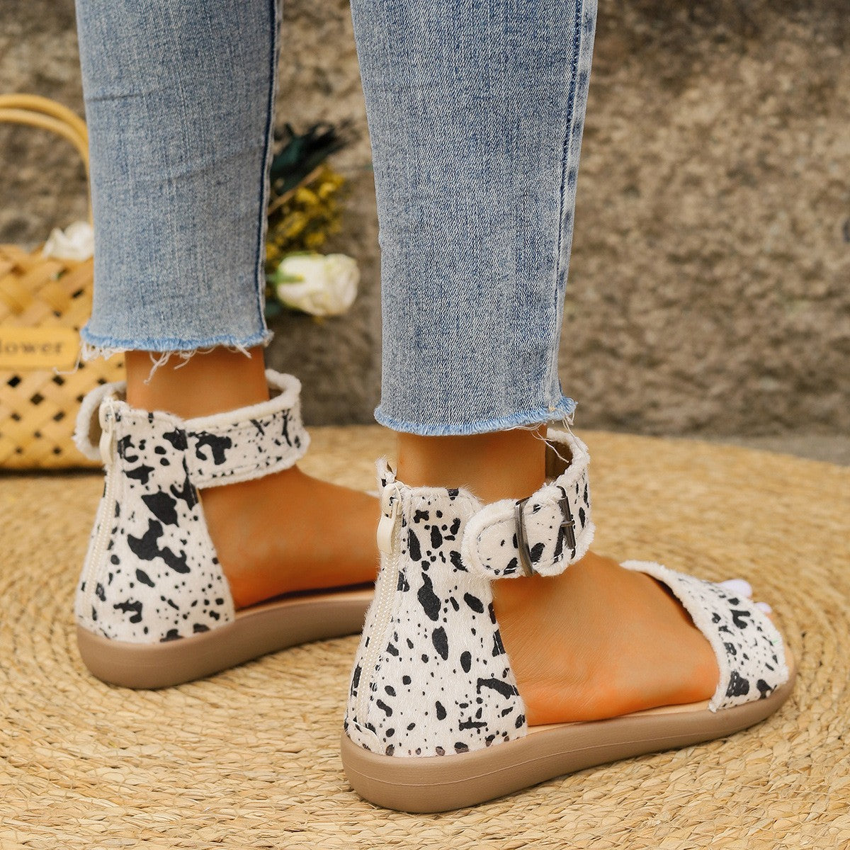 TEEK - Animal Print Open Toe Sandals SHOES TEEK Trend   