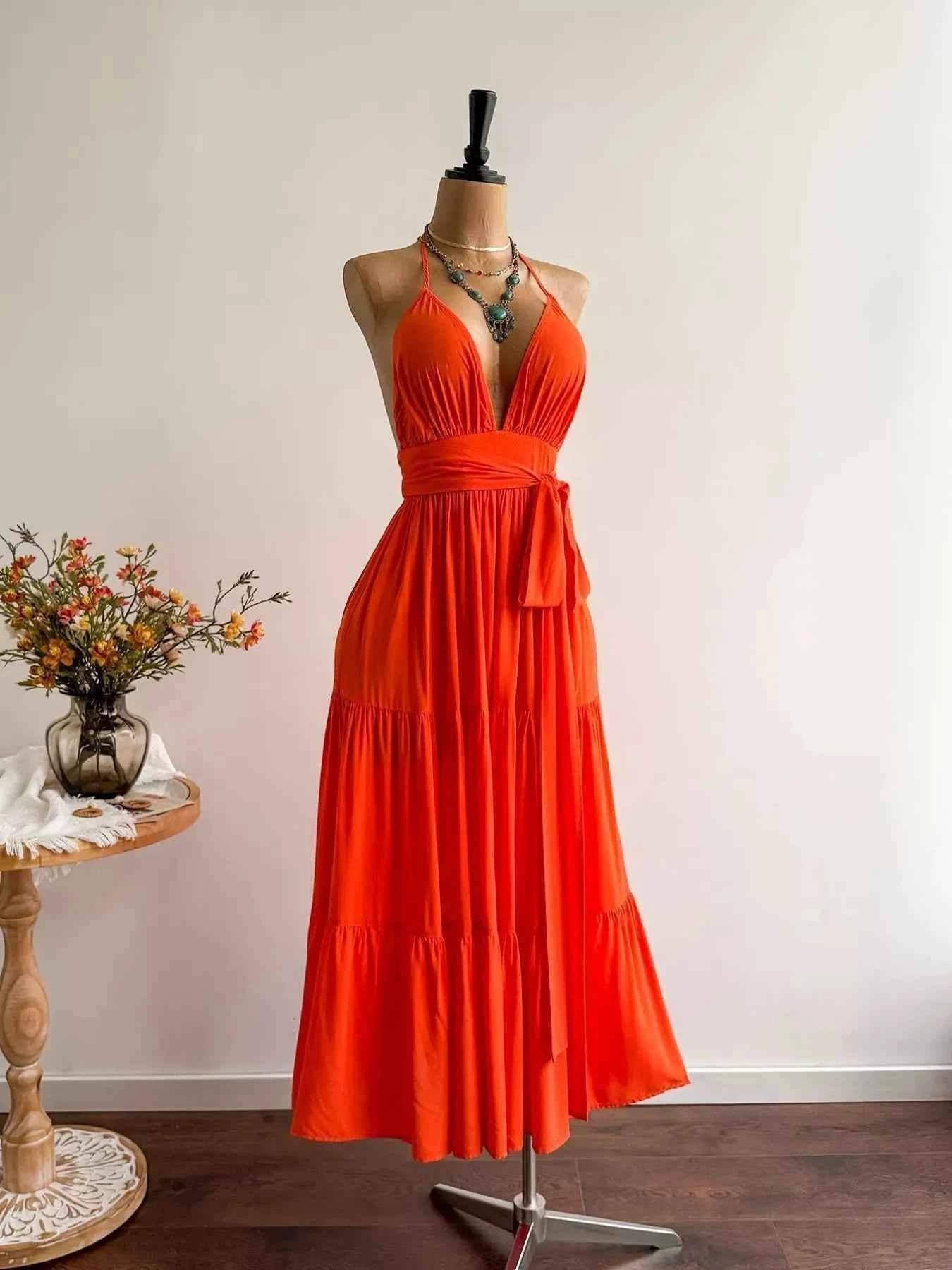 TEEK - Halter Neck Tiered Dress DRESS TEEK Trend