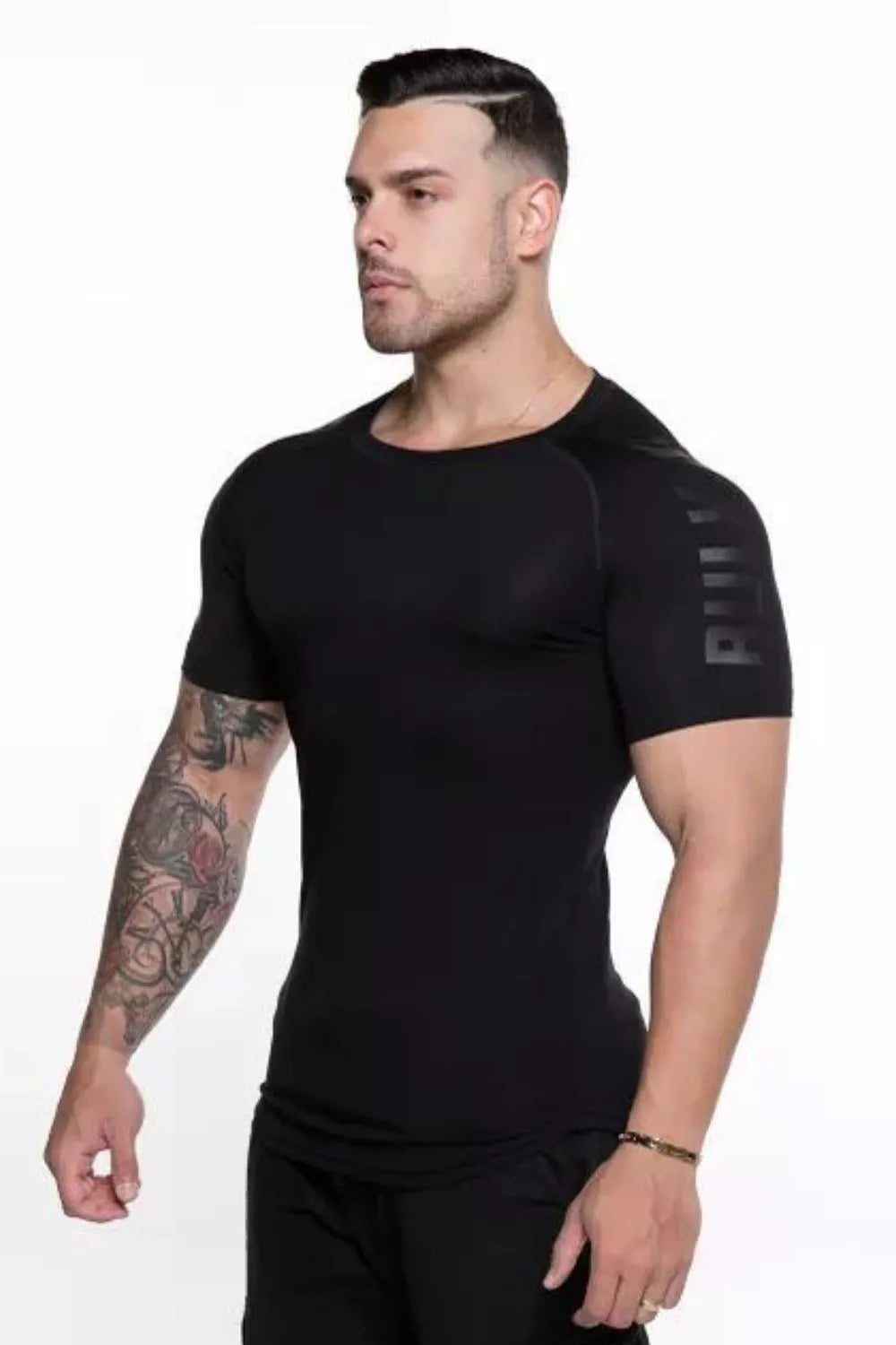 TEEK - Mens Bulking Round Neck Short Sleeve T-Shirt TOPS TEEK Trend Black M