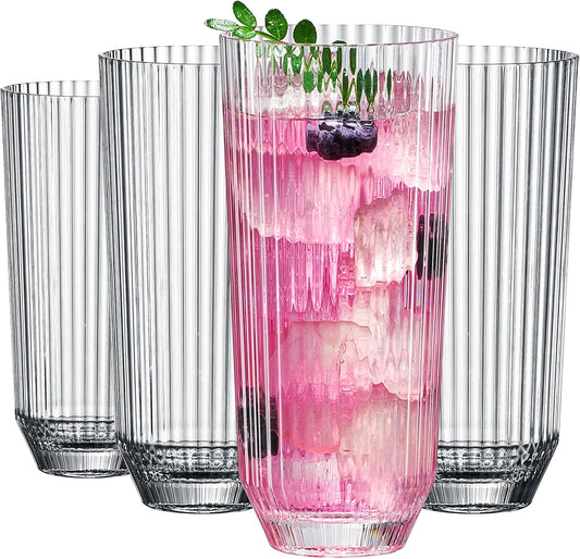 TEEK - Khen Shatterproof Ribbed - Set of 4 Clear 12oz Tritan Tumblers HOME DECOR TEEK KS