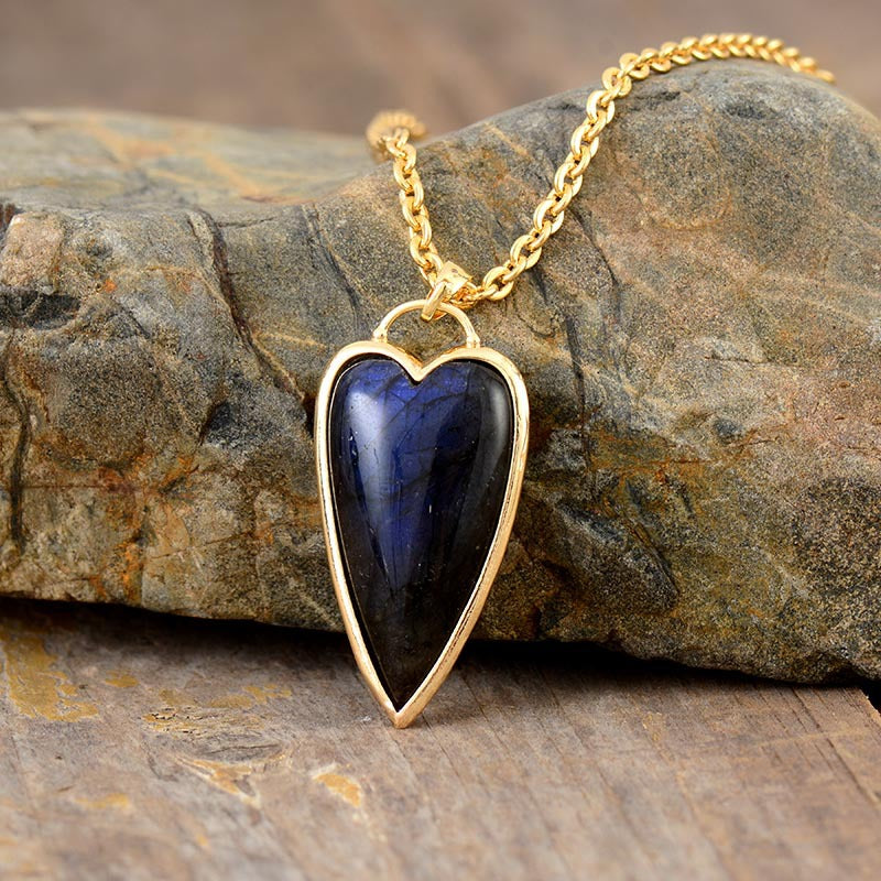 Copper Labradorite Heart Shape Necklace JEWELRY TEEK Trend   