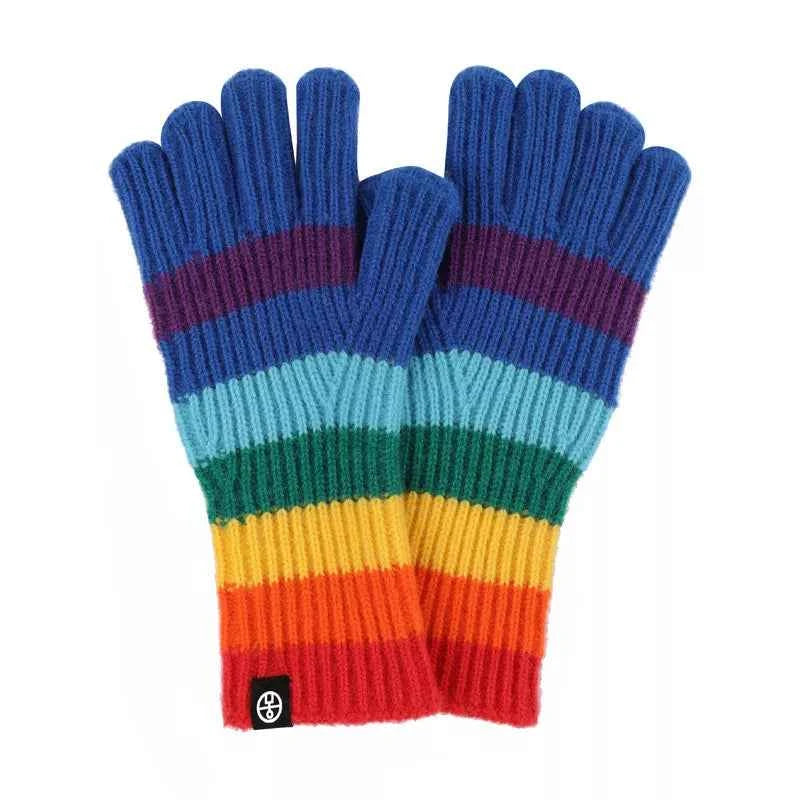 TEEK - Rainbow Striped Knitted Gloves GLOVES TEEK Trend Indigo One Size