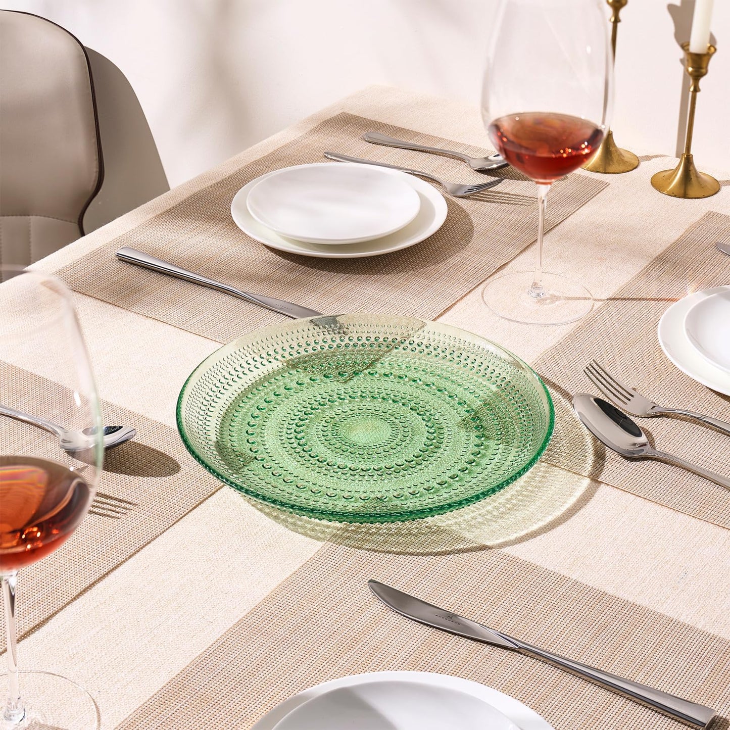 TEEK - Glass Hobnail Dinner or Charger Plates Set | Green HOME DECOR TEEK KS