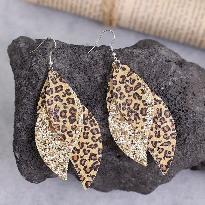 TEEK - PU Leather Leopard Leaf Earrings JEWELRY TEEK Trend