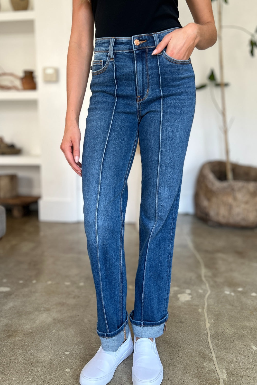 TEEK - JB Full Size High Waist Front Seam Straight Jeans  TEEK Trend   