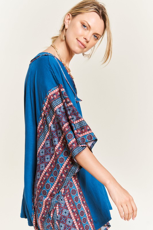 TEEK - TEAL BOHEMIAN PONCHO TUNIC TOPS TEEK FG   