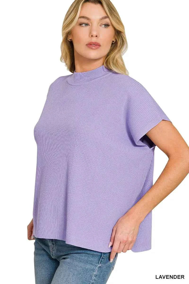 TEEK - Viscose Mock Neck Short Sleeve Boxy Sweater TOPS TEEK Trend