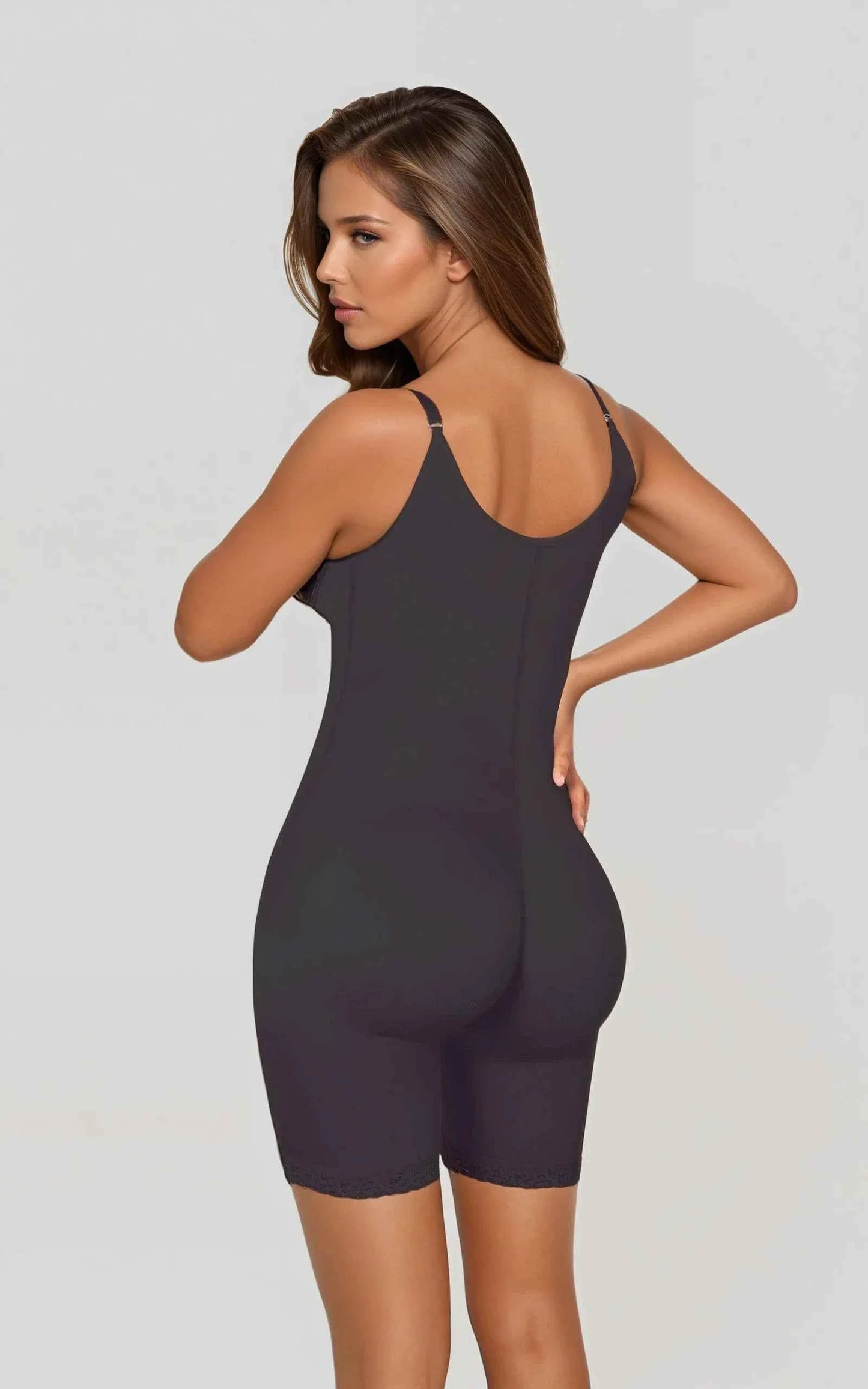 Open Bust Full Body Suit MIid-Thigh w/Front Zipper & Lace