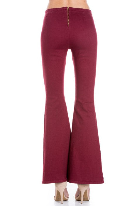 TEEK - Zipper Back Faded Flared Jeans JEANS TEEK FG Wine 24 