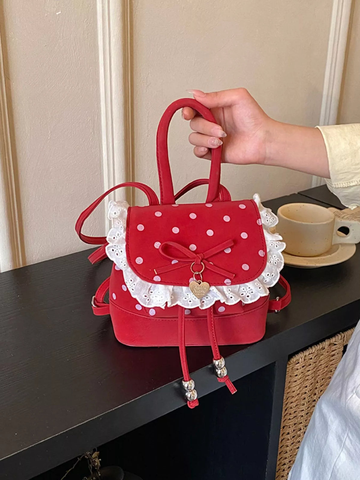 TEEK - Polka Dot Lace Trim Backpack Bag BAG TEEK Trend