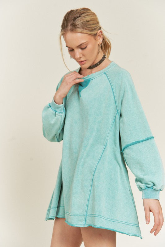 TEEK - COLORWASH POCKETED TUNIC SWEATSHIRT TOPS TEEK FG   