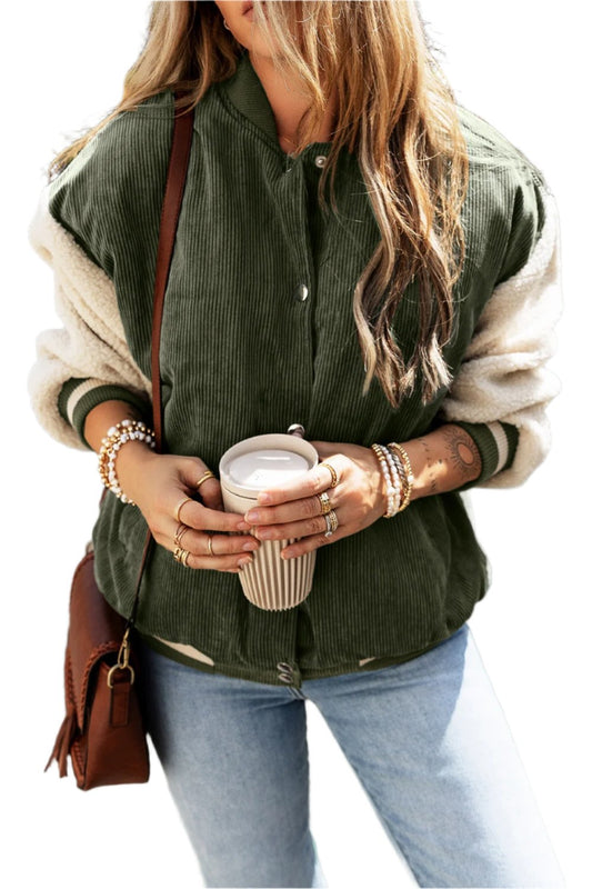 TEEK - Contrast Baseball Collar Snap Down Long Sleeve Jacket JACKET TEEK Trend Moss S