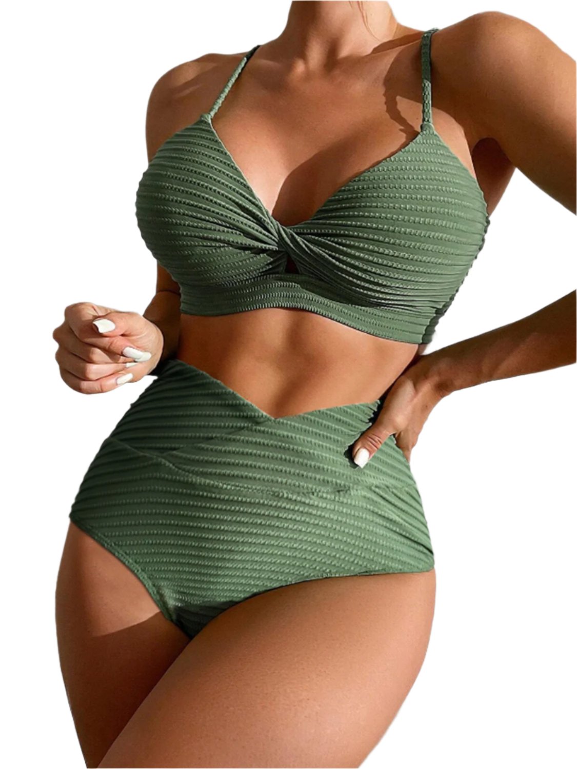 TEEK - Matcha Green Twisted Spaghetti Strap Bikini SWIMWEAR TEEK Trend S  