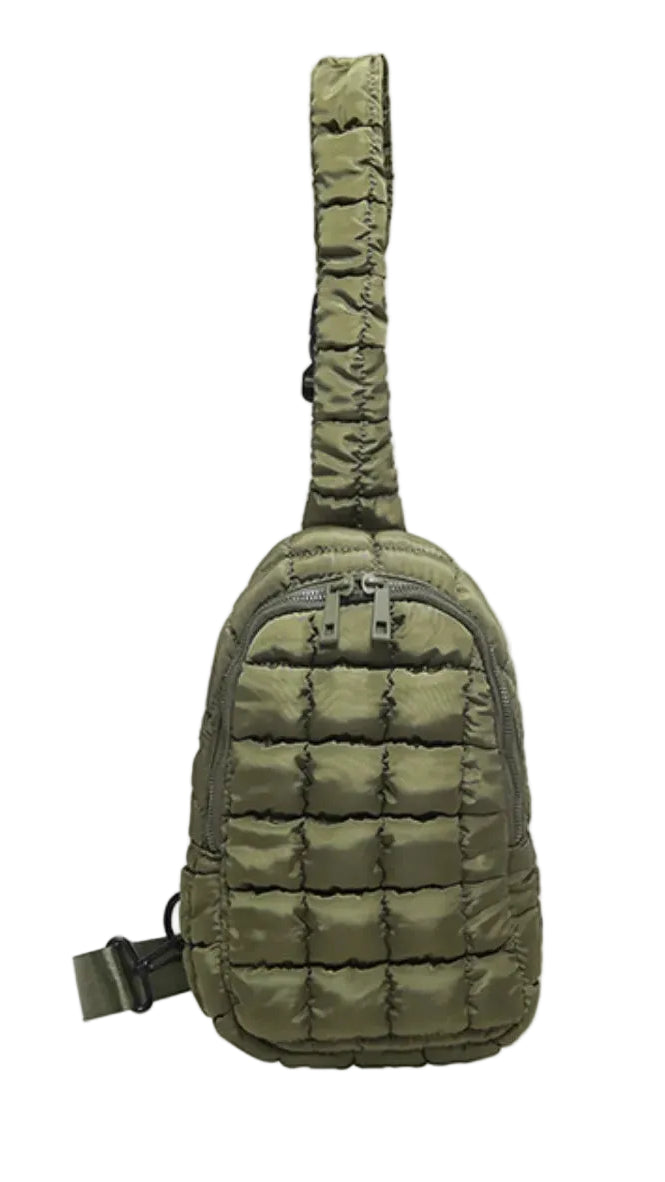 Quilted Nylon Crossbody Bag TEEK Trend Army Green One Size