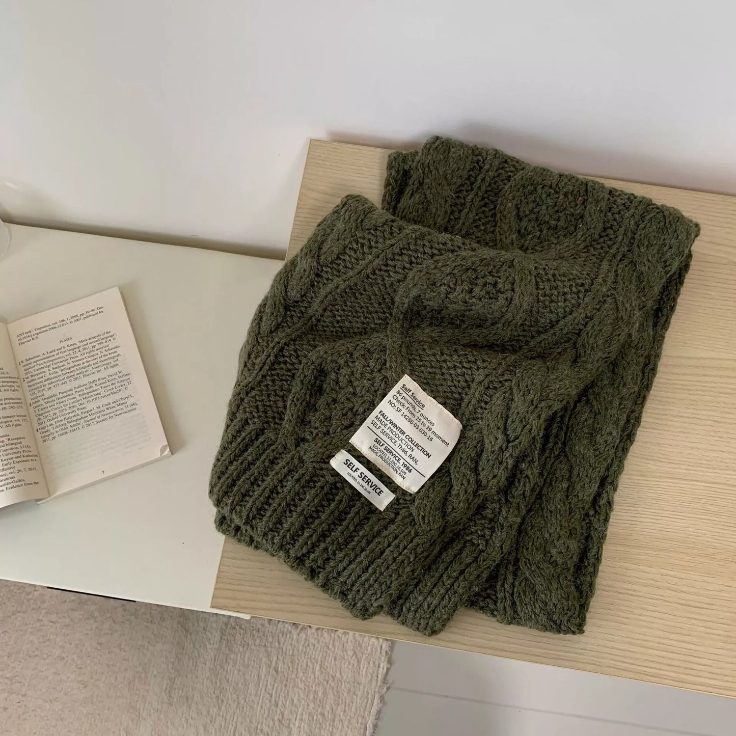 Chunky Cable Knit Scarf Trendsi Black Forest One Size