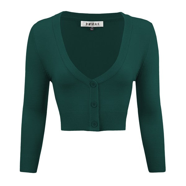 TEEK - Cropped Bolero 3/4 Sleeve Cardigan SWEATER TEEK FG Peacock S 