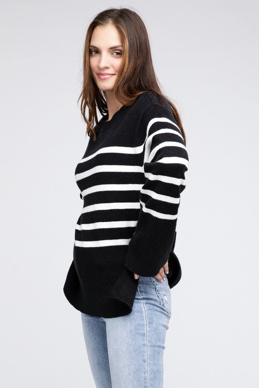 TEEK - Ribbed Hem Stripe Sweater SWEATER TEEK FG   