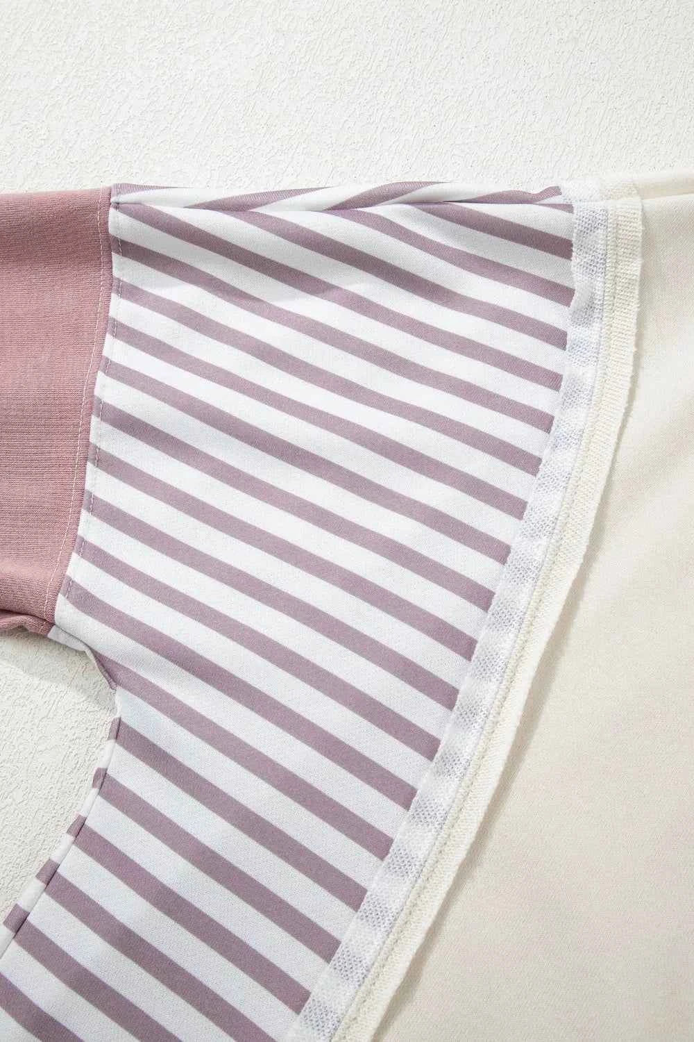 TEEK - Color Block Striped Patchwork Dolman Slit Sweatshirt TOPS TEEK Trend