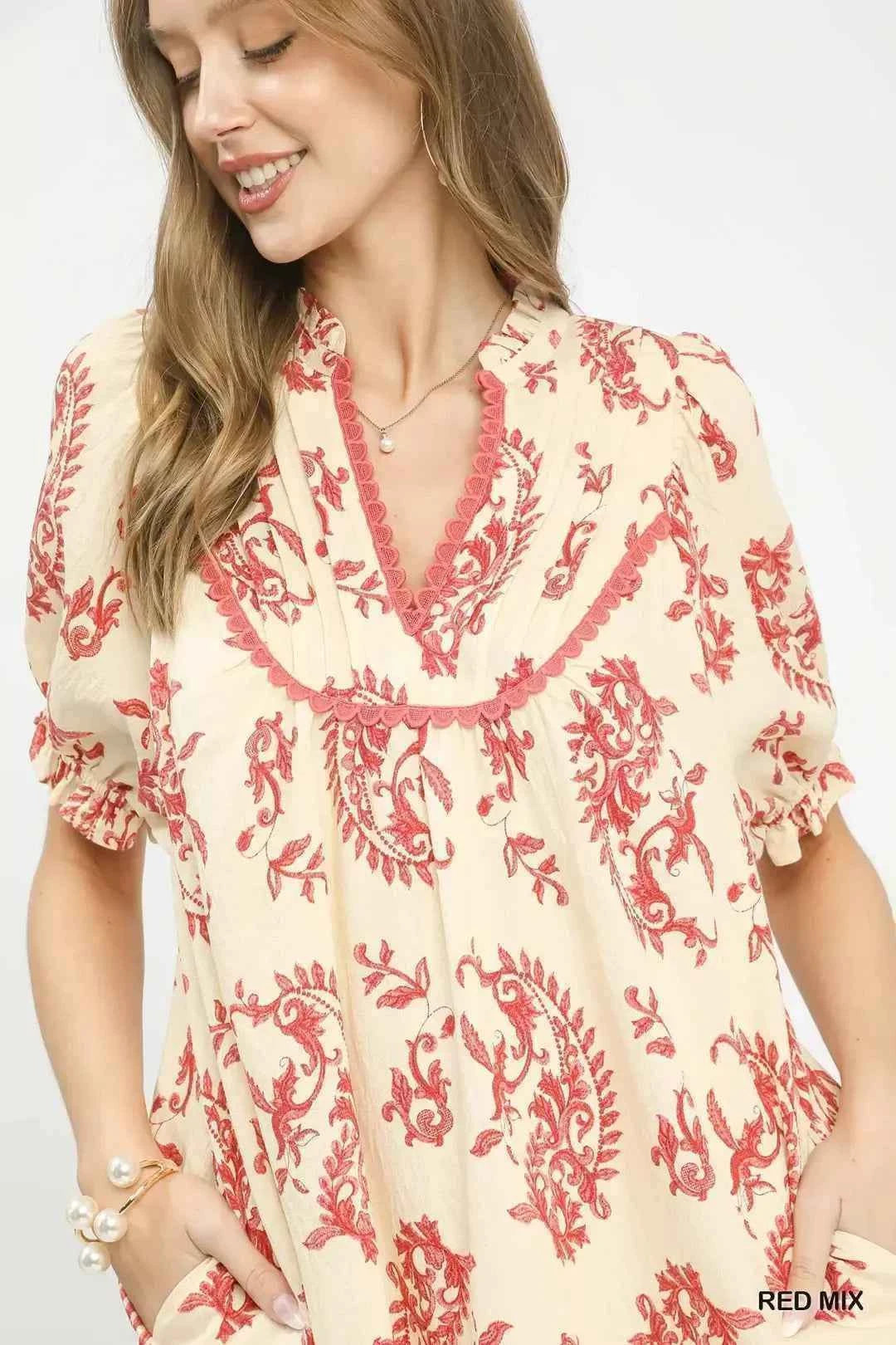 TEEK - Mix Paisley Scallop Trim Dress DRESS TEEK Trend