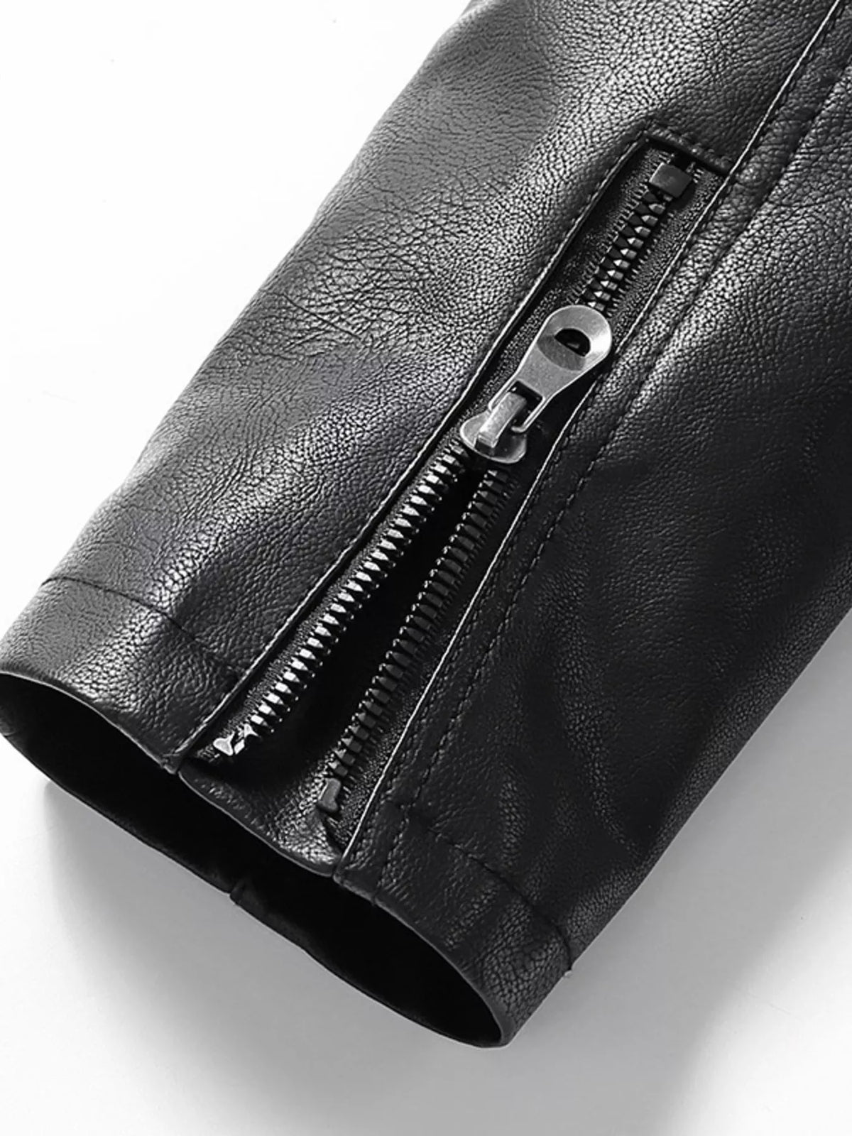 Men's Zip Up Long Sleeve Leather Jacket Trendsi