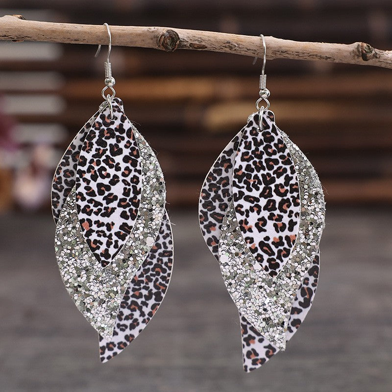 TEEK - PU Leather Leopard Leaf Earrings JEWELRY TEEK Trend