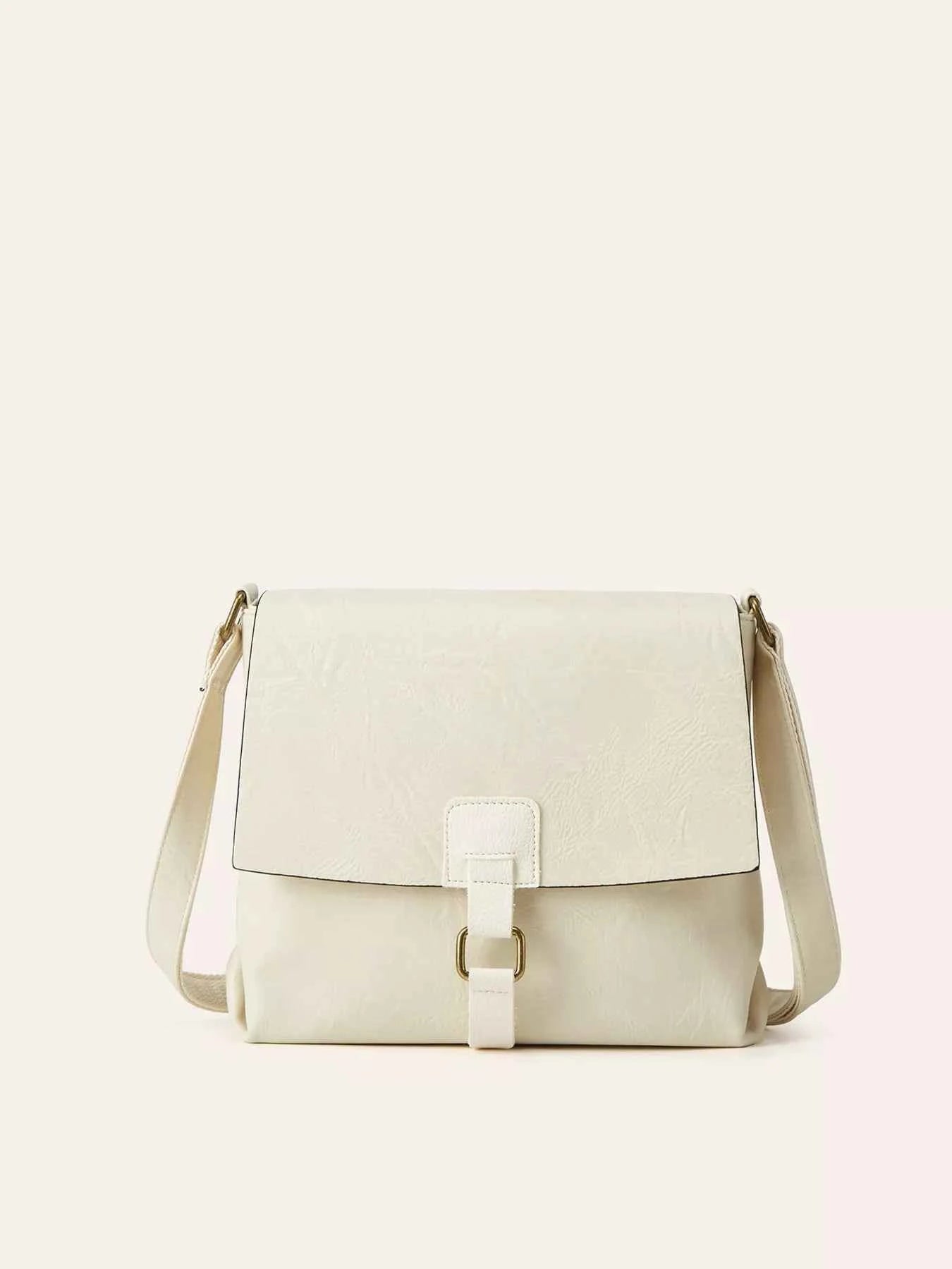 TEEK - Vintage Buckle Flap Crossbody Bag BAG TEEK Trend Ivory ONESIZE